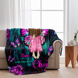 Book Girl With Butterflies And Flowers - Personalized Book Blanket