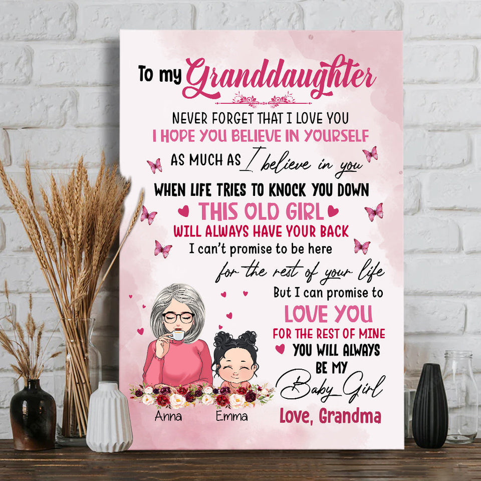 To My Granddaughter - Personalized Grandma Canvas And Poster