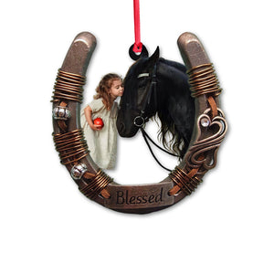 Horse And Girl - Personalized Horse Transparent Ornament