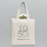 Custom Photo Line Art - Personalized Dog Embroidered Tote Bag