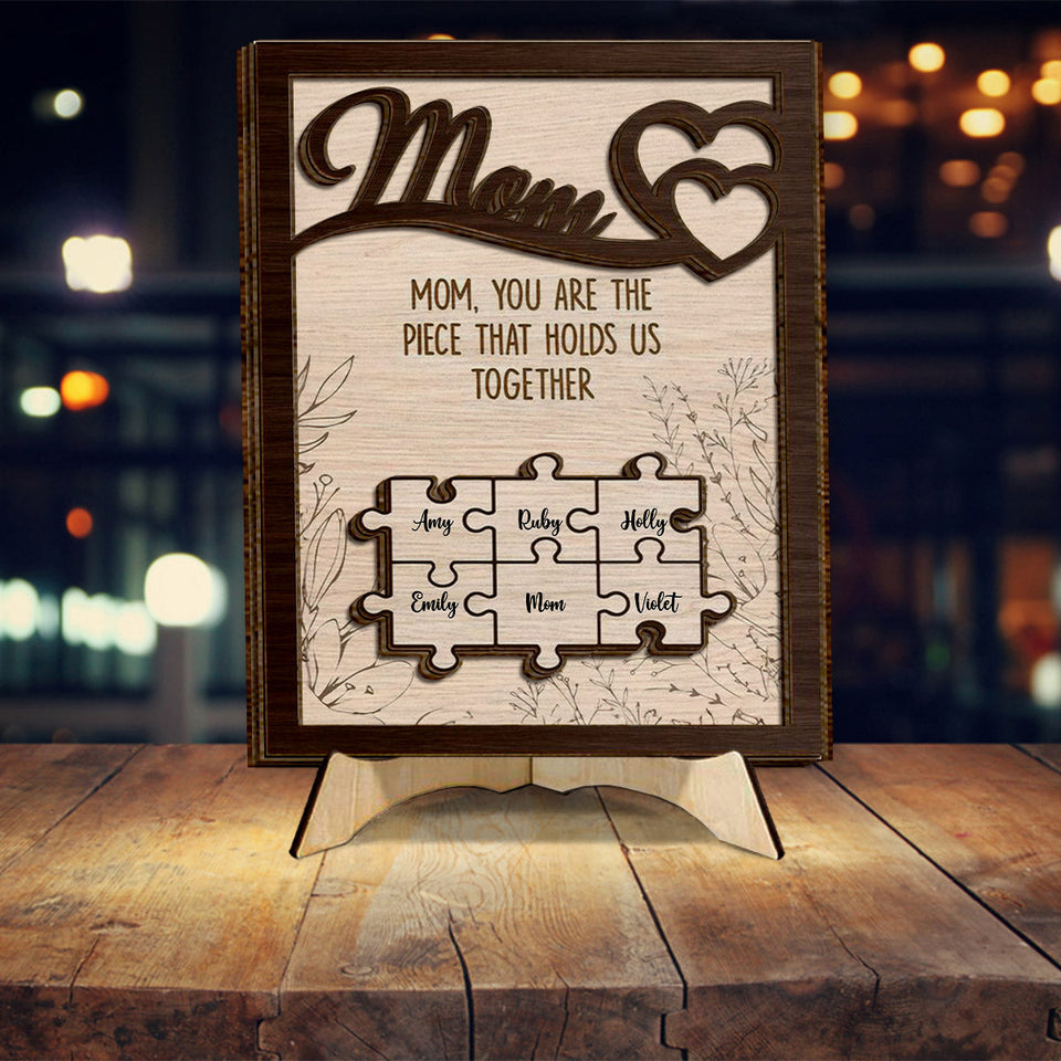 You Hold Us Together - Personalized Mother 2 Layered Wood Sign / Wood Plaque