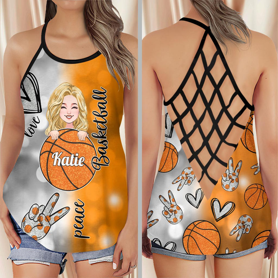 Cool Basketball Mom - Personalized Basketball Cross Tank Top