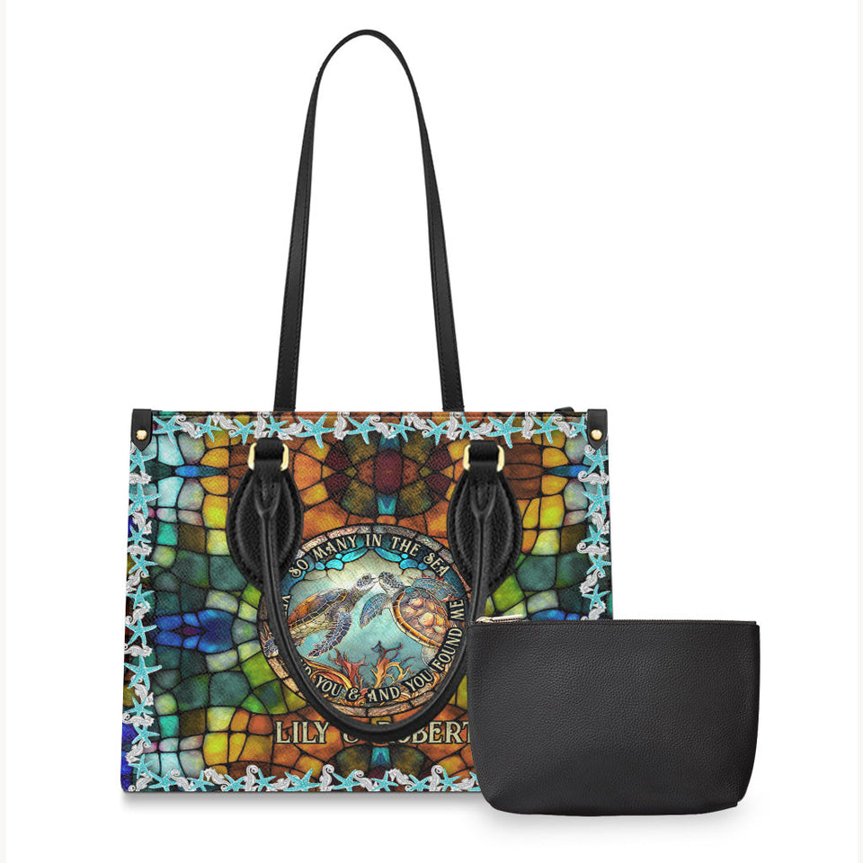 So Many In The Sea - Personalized Turtle Leather Handbag
