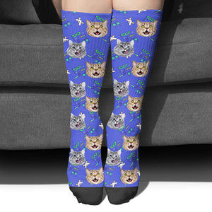 Custom Face Party Pattern - Personalized Cat Socks