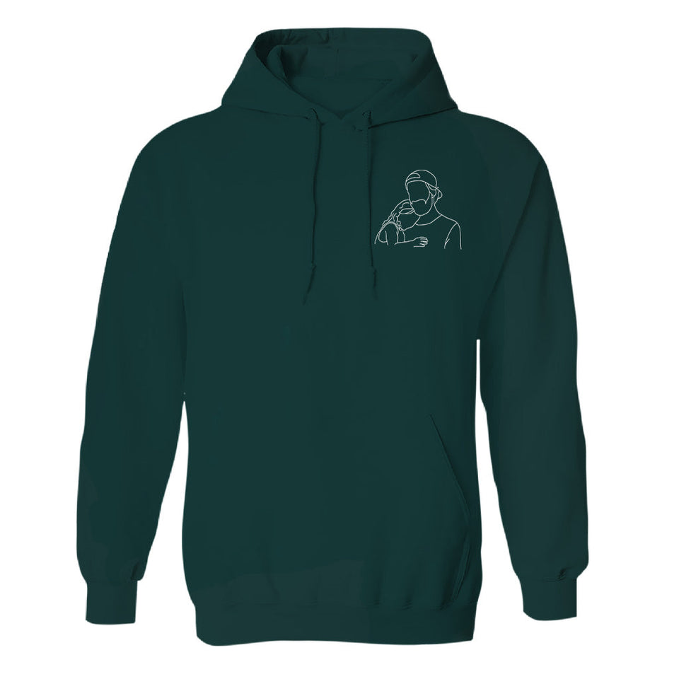 Custom Line Art - Personalized Step Dad Embroidered Hoodie