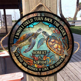 Turn Back The Clock - Personalized Turtle Round Wood Sign