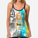 Cool Volleyball Mom - Personalized Volleyball Cross Tank Top