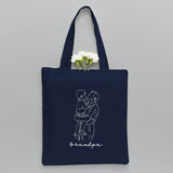 Custom Photo Line Art - Personalized Grandpa Embroidered Tote Bag