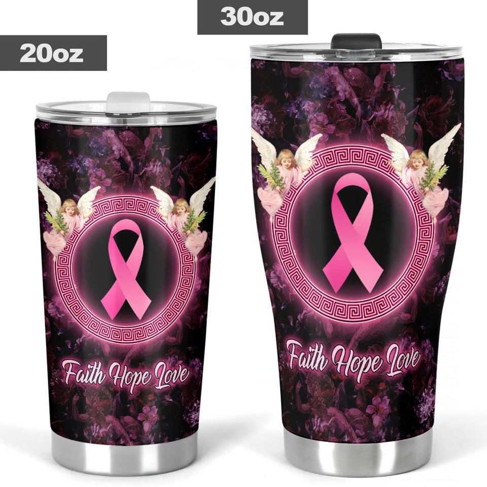 Gobelet de sensibilisation au cancer du sein Faith Hope Love Angel 0622