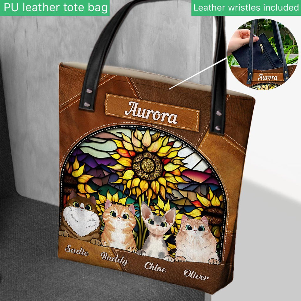 You Are My Sunshine Sunflower Stained Glass - Personalized Dog Tote Bag