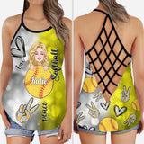 Cool Softball Mom - Personalized Softball Cross Tank Top