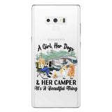 A Girl Her Dog And Her Camper - Camping gift for dog lover - Personalized Clear Phone Case