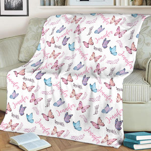 Butterfly Custom Name - Personalized Bestie Blanket