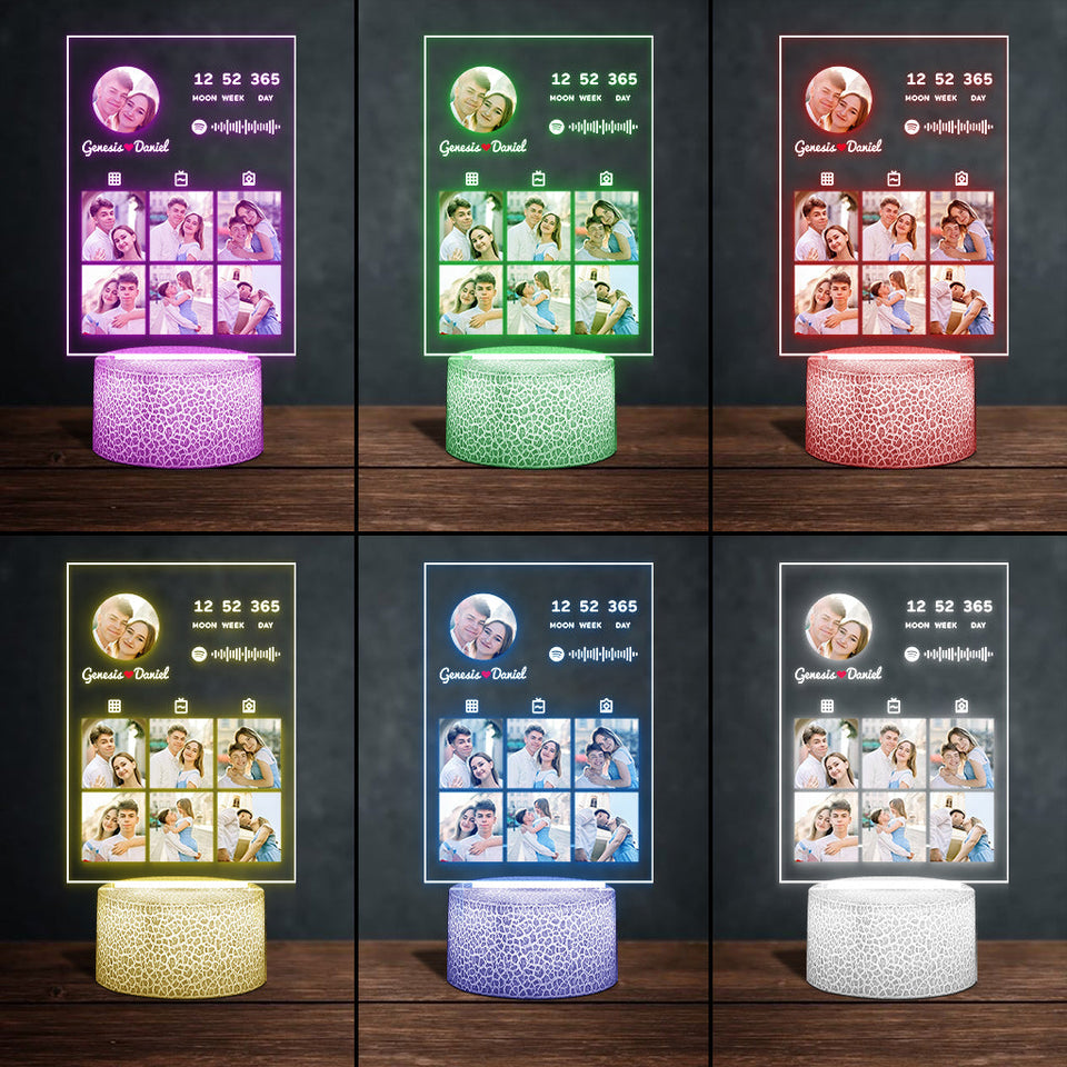 Couple Photo Collection - Personalized Couple Shaped Plaque Light Base