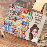 Collect Momments Not Things - Travelling gift for mom, daughter, granddaughter, wife, girlfriend, friend - Personalized Passport Holder