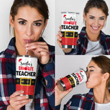 Santa's Favorite Teacher Faux Glitter Print Teacher Tumbler 0622