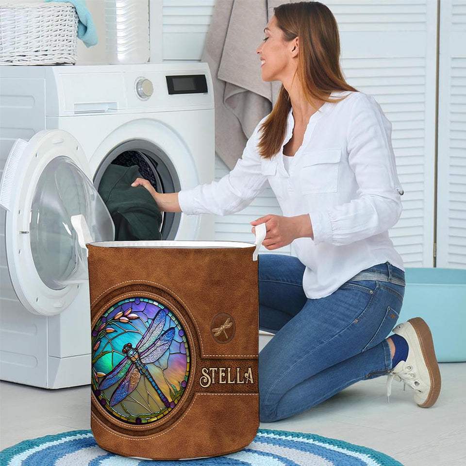 Stained Glass Dragonfly - Personalized Dragonfly Storage Basket