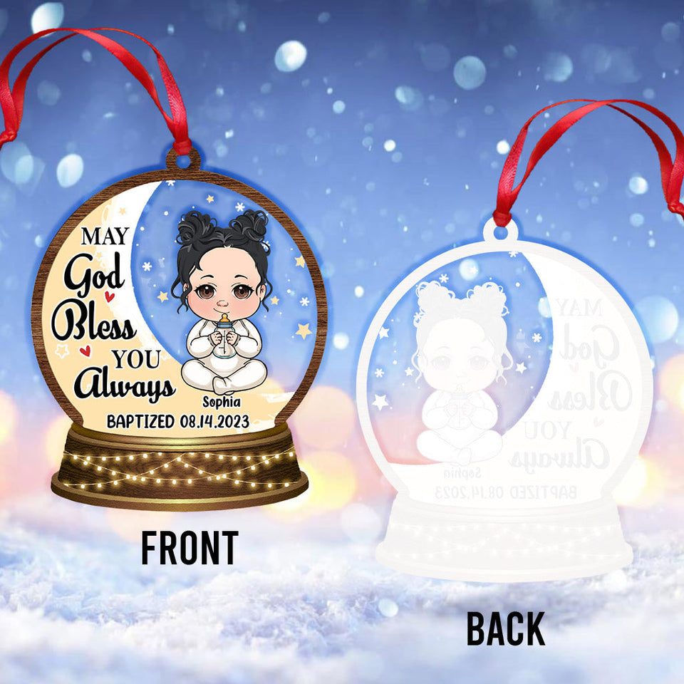 May God Blessed You Always - Personalized Newborn Transparent Ornament