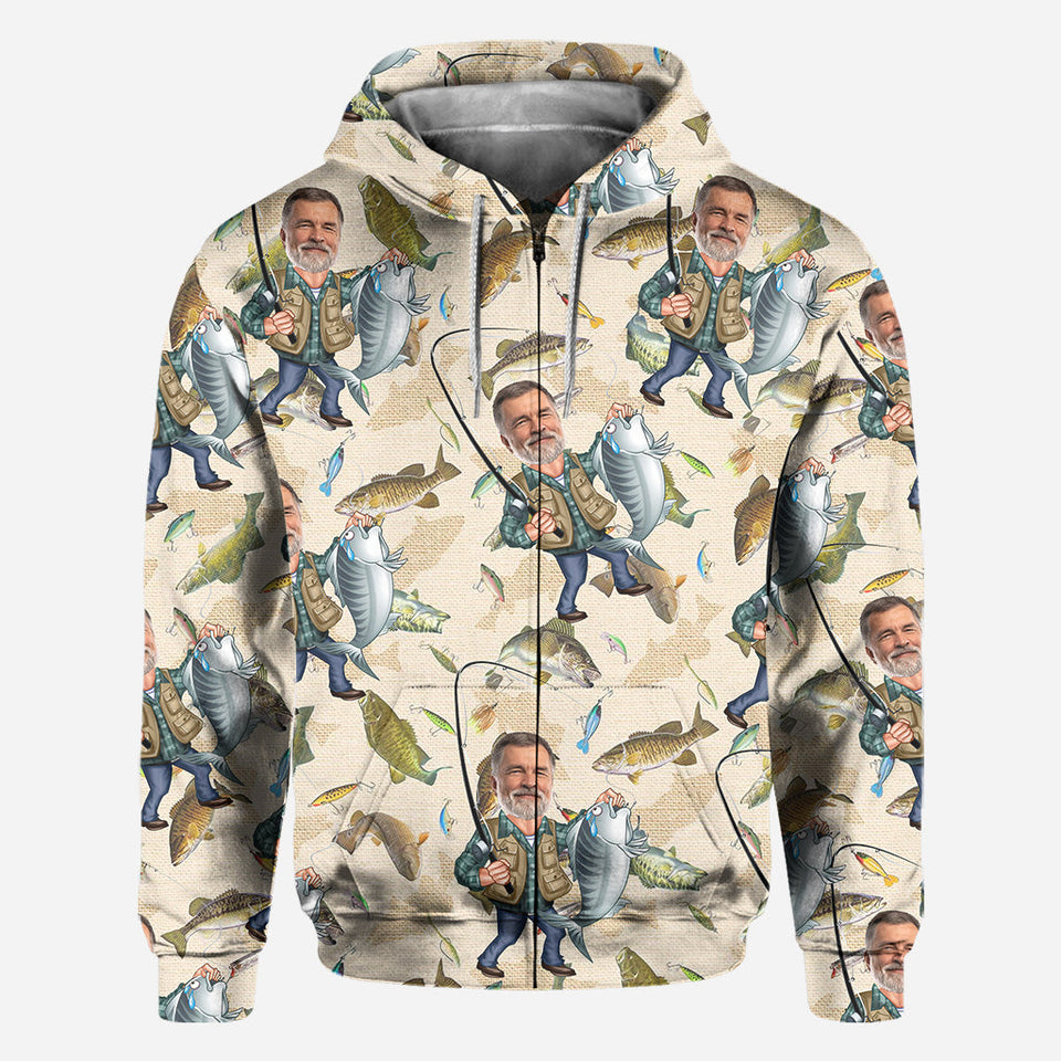 Photo Inserted Funny Fishing - Personalized Fishing All Over Shirt