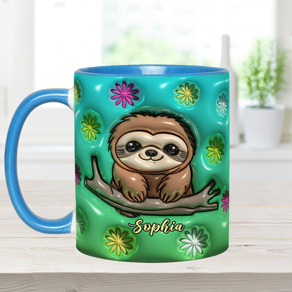 Cute Sloth - Personalized Sloth Accent Mug