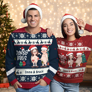 Jingle Balls & Tinsel Tits - Personalized Couple Ugly Sweater