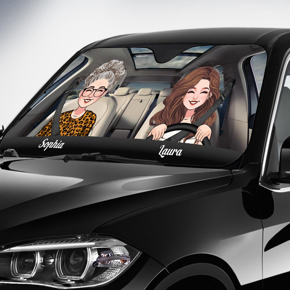 Adventure Awaits - Husband And Wife gift for wife, husband, girlfriend, boyfriend, mom, dad - Personalized Car Sunshade