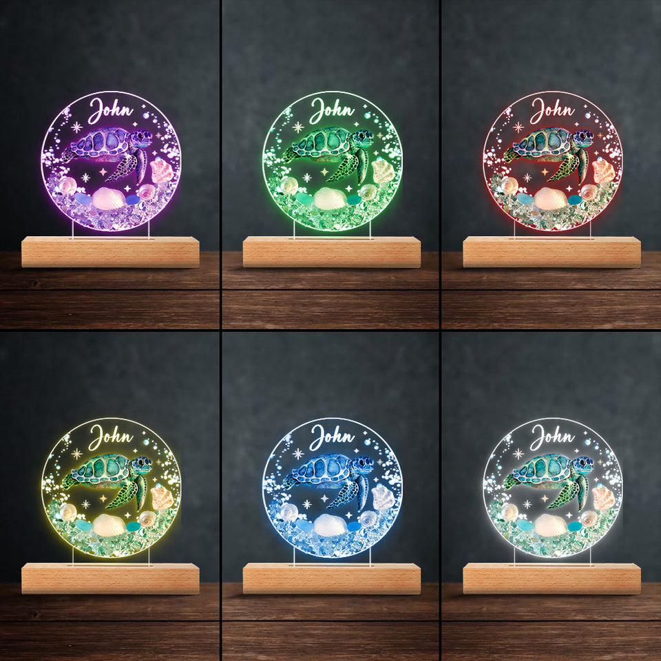 Love Turtle - Personalized Turtle Shaped Plaque Light Base