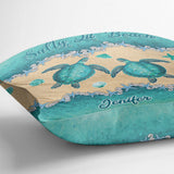 Salty Lil' Beach - Personalized Turtle Throw Pillow