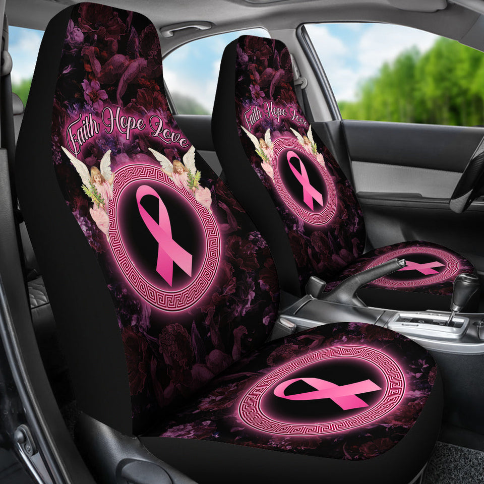 Faith Hope Love Angel Breast Cancer Awareness Seat Covers 0622
