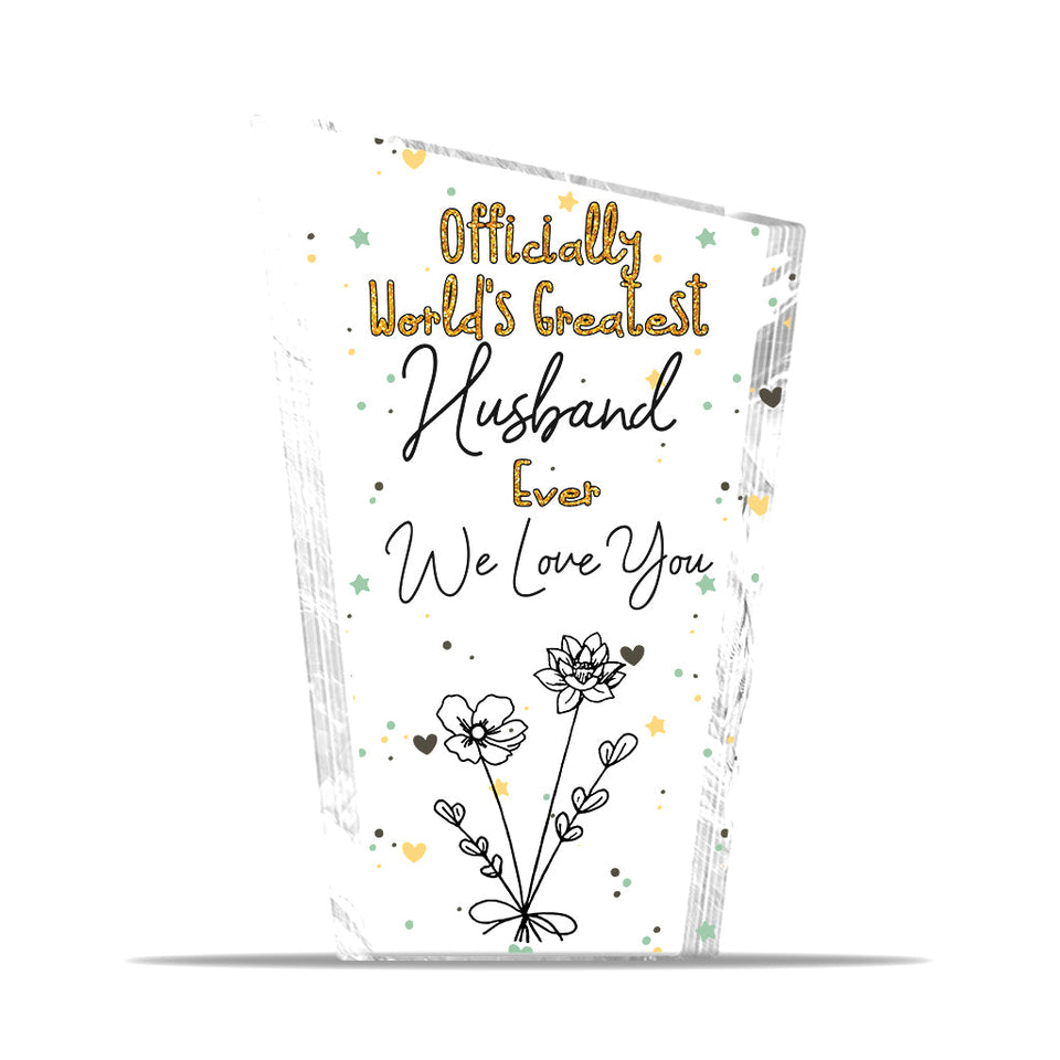 Officially World's Greatest Mom Ever - Gift for mom, grandma, wife, dad, grandpa, husband - Personalized Custom Shaped Acrylic Plaque