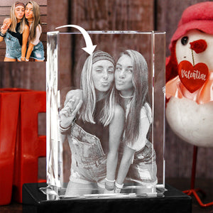 Custom Photo - Personalized Aunt Laser Engraving 3D Cuboid Shaped Crystal Lamp
