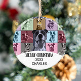 Merry Christmas Version - Personalized Dog Ceramic Circle Ornament