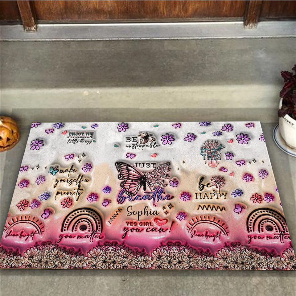 Positive Affirmations Butterfly - Personalized Butterfly Doormat