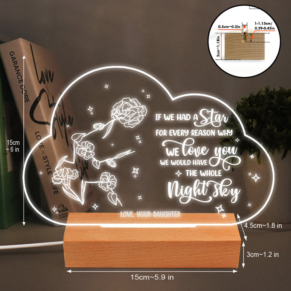 If Moms Were Flowers - Gift for mom, grandma, daughter, wife, girlfriend, dad, grandma, husband - Personalized Shaped Plaque Light Base