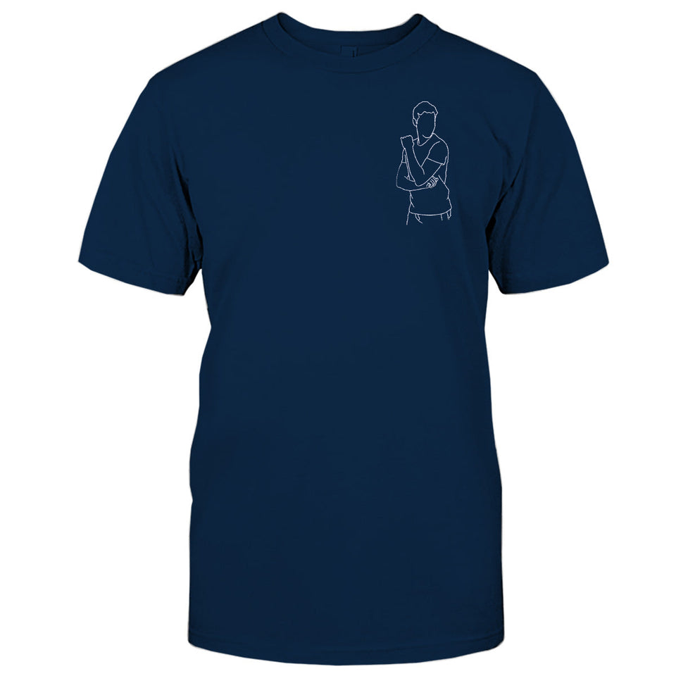 Custom Line Art - Personalized grandson Embroidered T-shirt