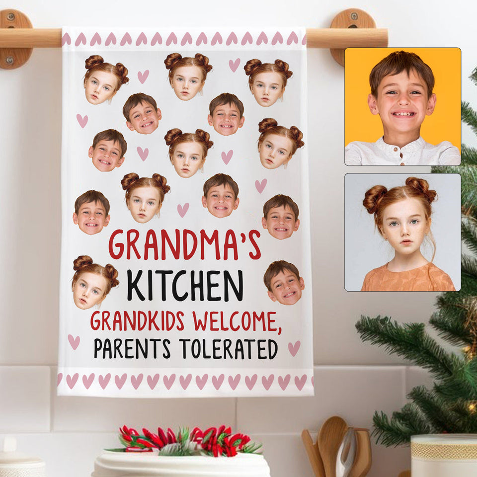 Grandma's Kitchen Grandkids Welcome Parents Tolerated - Gift for grandma - Personalized Towel