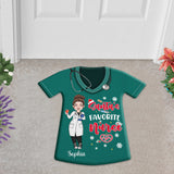 Santa's Favorite Nurse - Personalized Nurse Shaped Doormat