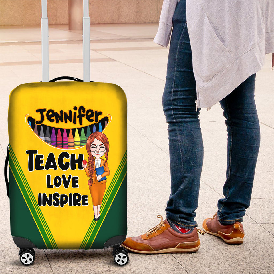 Teach Love Inspire - Personalized Teacher Luggage Cover