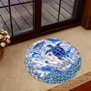 Blue Sea Turtles - Personalized Turtle Shaped Doormat