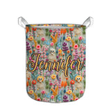 Floral Skeleton - Personalized Skull Storage Basket