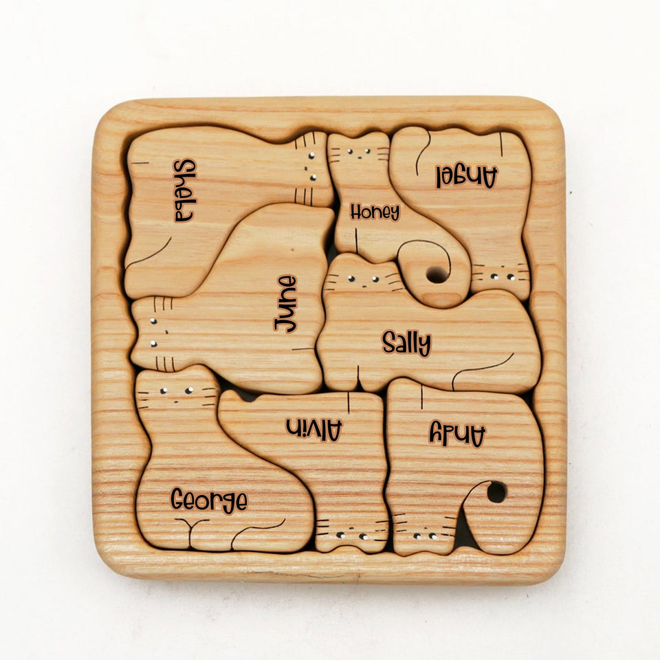 Cat Puzzle - Gift for cat lovers - Personalized Wooden Puzzle