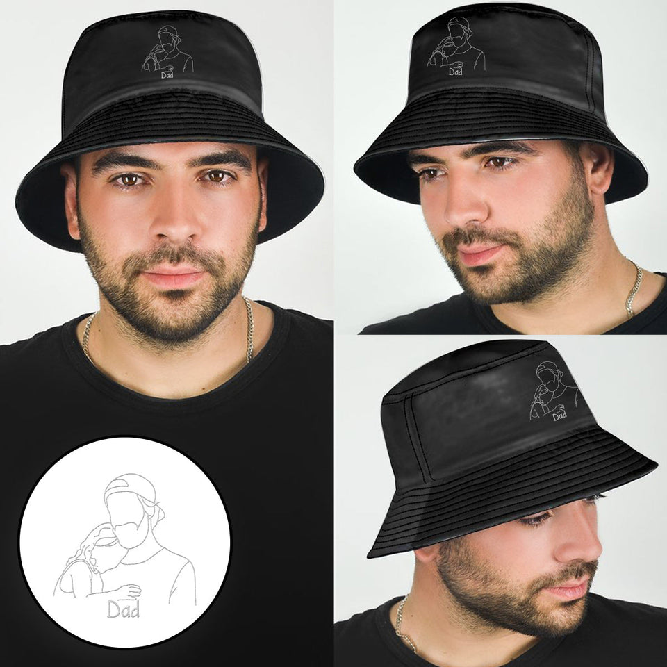 Custom Photo - Personalized Father Embroidered Bucket Hat