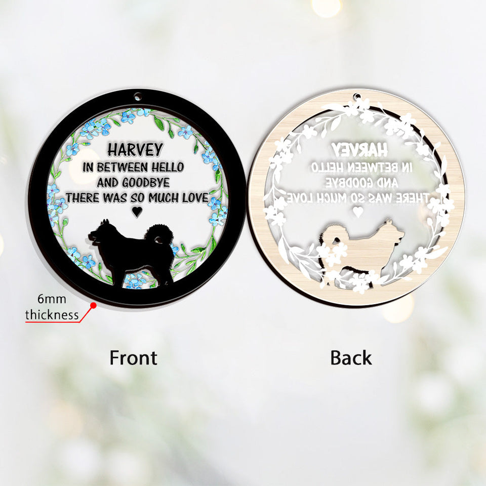 In between hello and goodbye There was so much love - Personalized Dog Layers Mix Ornament