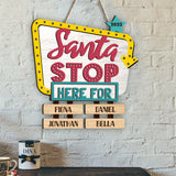 Santa Stop Here For - Personalized Grandma Wood Sign