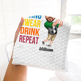 Swing Swear Drink Repeat - Personalized Golf Towel