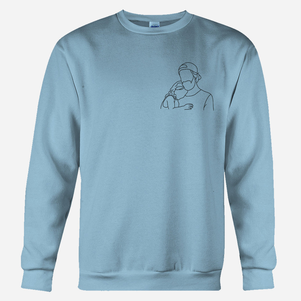 Custom Line Art - Personalized Step Dad Embroidered Sweater