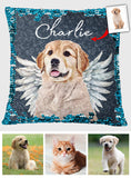 Dog Cat Angel Wings - Gift for dog lovers, cat lover, who lost dog, who lost cat - Personalized Sequin Pillow Cover