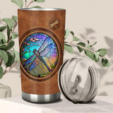 Stained Glass Dragonfly - Personalized Dragonfly Tumbler