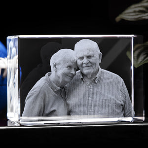 Lampe en cristal 3D cubique gravée au laser avec photo personnalisée - Souvenir personnalisé