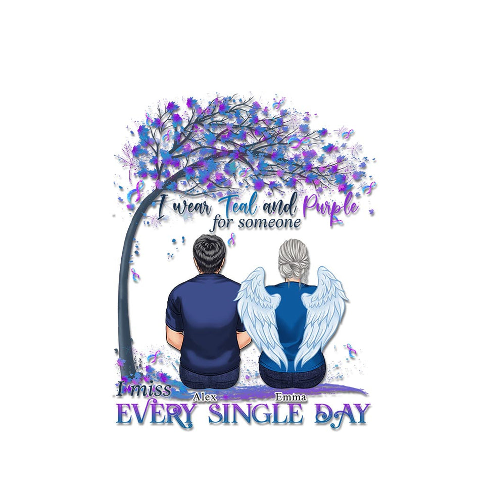 Je porte du turquoise et du violet - Autocollant personnalisé de prévention du suicide